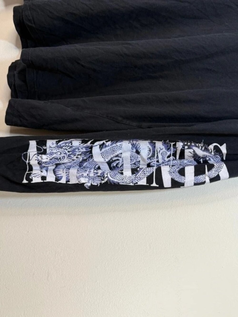 Allsaints Draco Crew Graphic Faded Edgy Grunge Long Sleeve T Black Medium - Picture 3 of 9